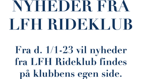 Nyheder fra LFH Rideklub